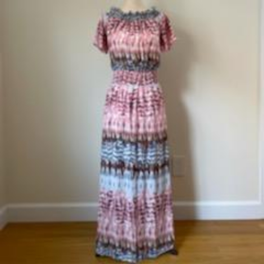Octavia Abstract Smocked Maxi